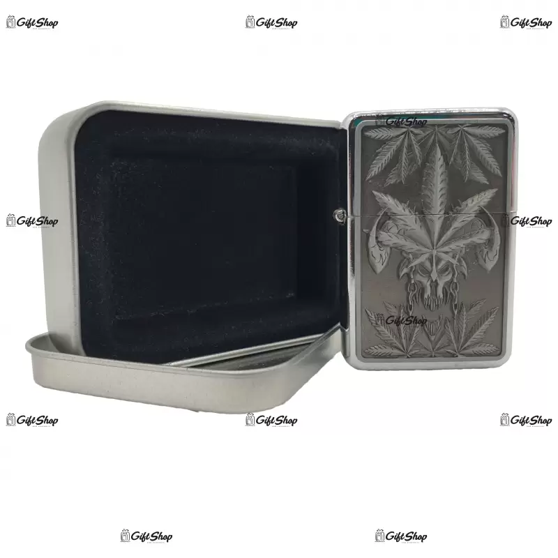 Marijuana black, bricheta gen zippo metalica model 6